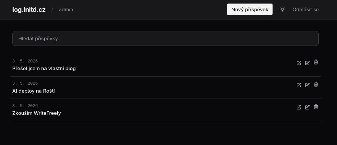 List příspěvků k editaci
